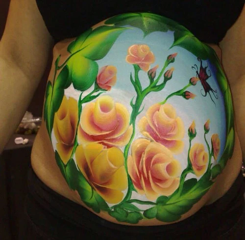 belly-painting-rose