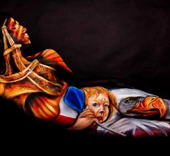 attentats-paris-bodypaint-Angela Rene Roberts, Model - Gina Starr, Title - _Paris, We Are With You_ Photo Cully Firmin